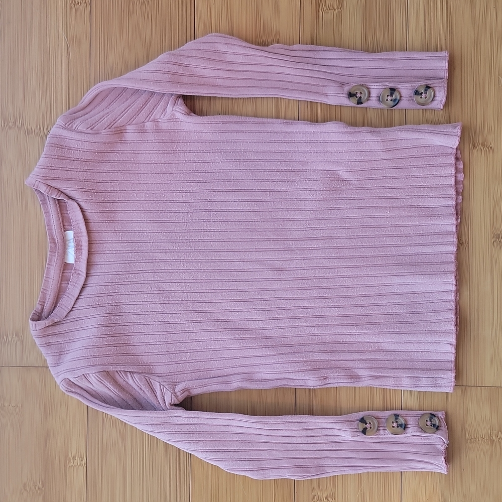 ZARA Girls | ribbed long sleeve top in dusty rose | Size 7